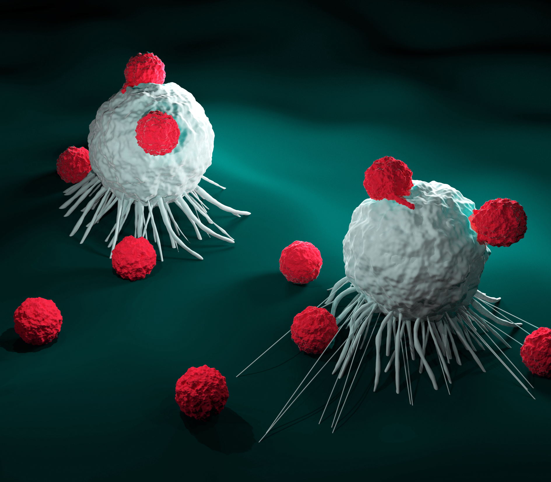 3d,Illustration,Of,T,Cells,Attacking,Cancer,Cells